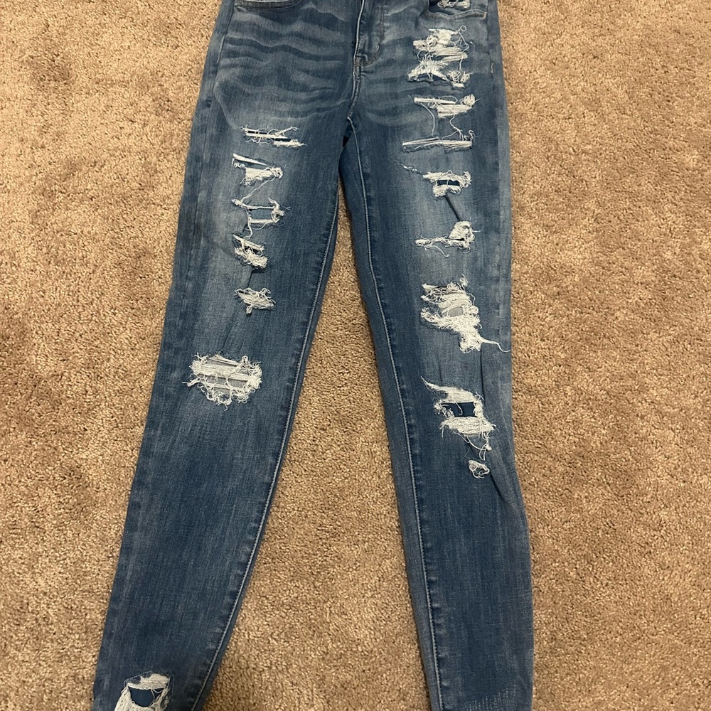 2 American Eagle Outfitters Ripped Blue Skinny Jeans